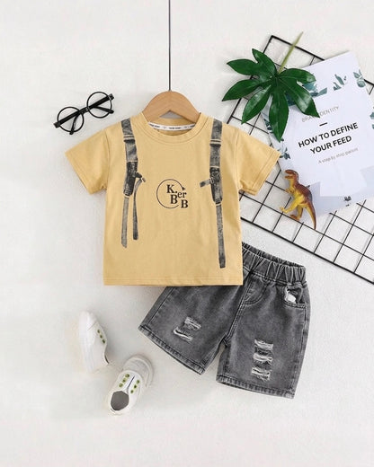 Backpack Printed T-Shirt / Denim Co-Ord Set