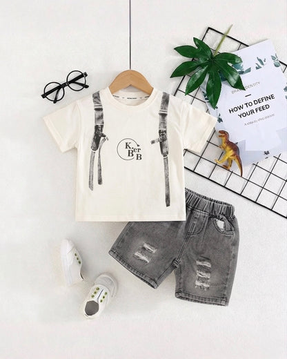 Backpack Printed T-Shirt / Denim Co-Ord Set