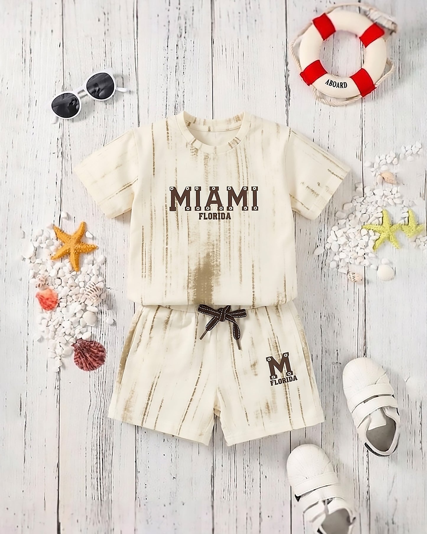 Miami Appliquéd T-Shirt & Shorts Co-ord Set