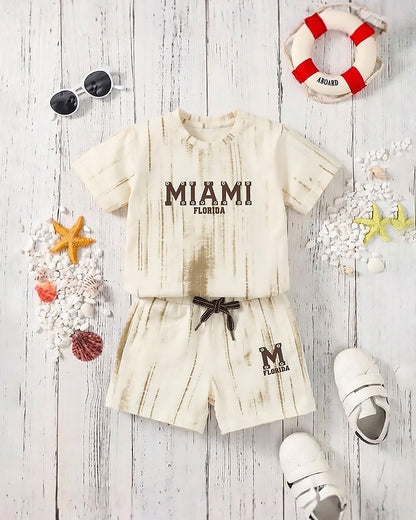 Miami Appliquéd T-Shirt & Shorts Co-ord Set