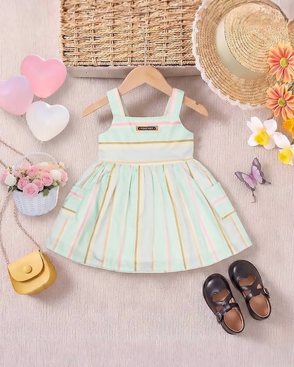 Striped Printed Pastel Shade Casual Frock Dress