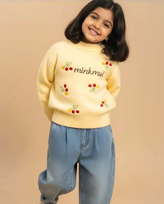 Full Sleeve Berry Embroidered Sweater