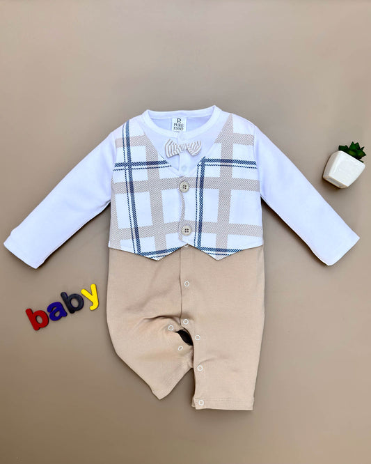 Full Body Knitted Romper With Bow Tie