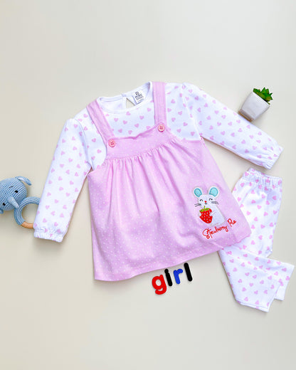 Knitted Frock with Appliqué Embroidery & Heart Print