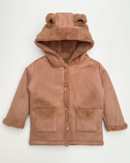 Sued Texture Fleeced Hooded Coat