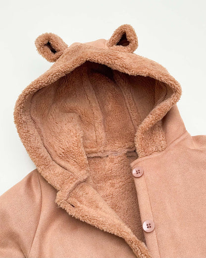 Sued Texture Fleeced Hooded Coat