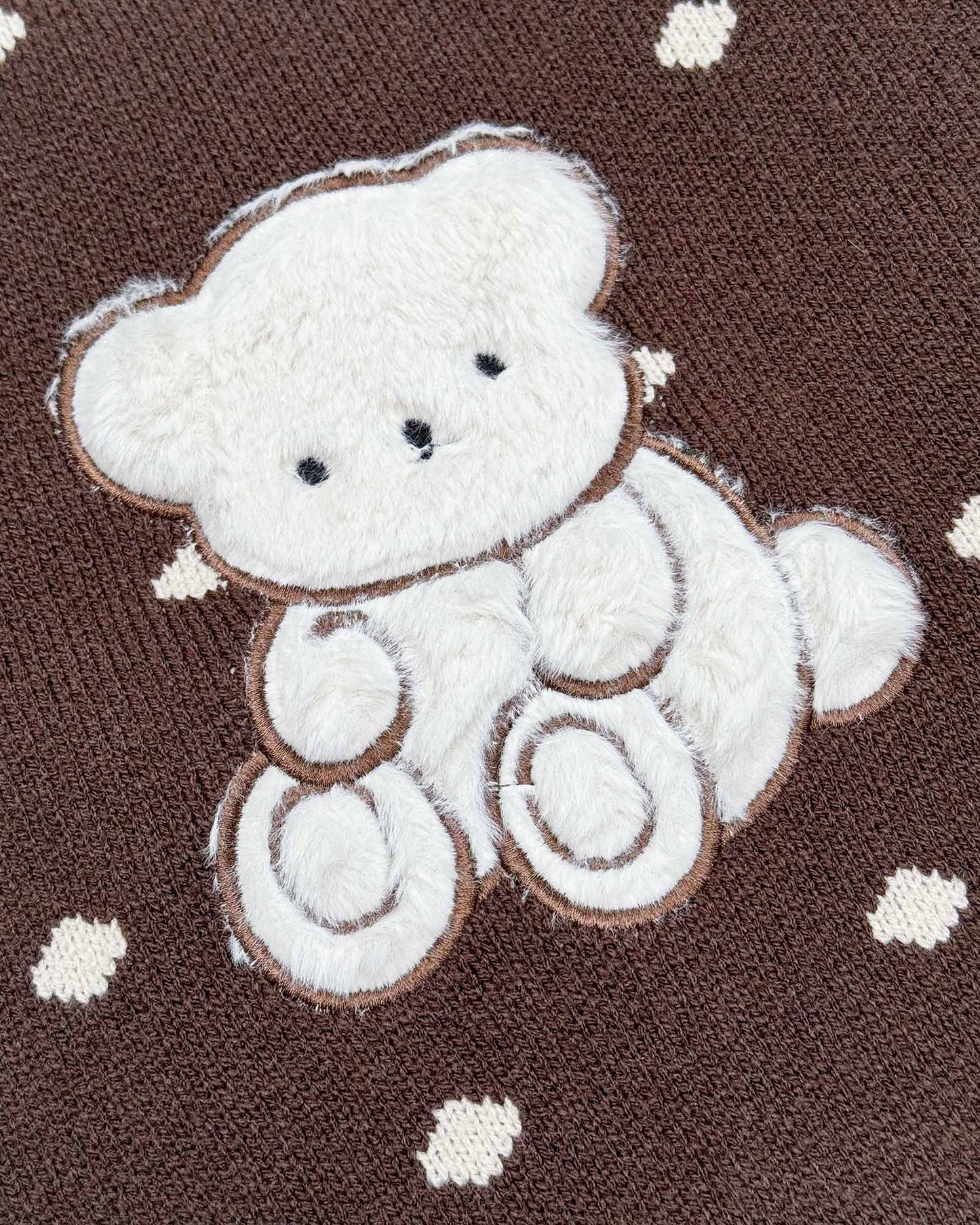 Cute Bear Embroidered Texture Sweater