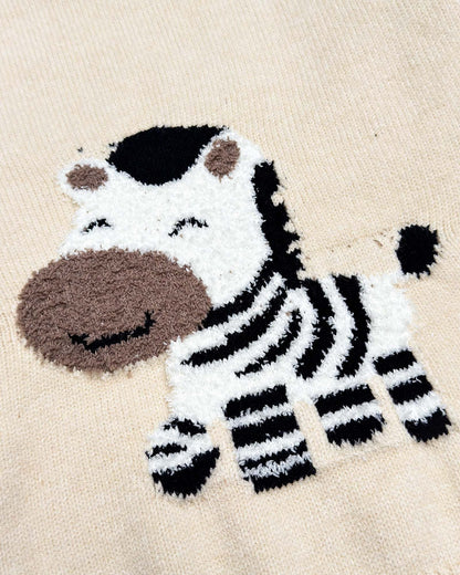 Baby Zebra Appliquéd Textured Sweater