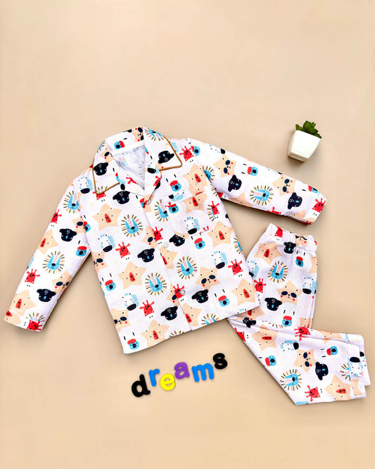 Zoo Animals Pure Cotton Printed Night Suit