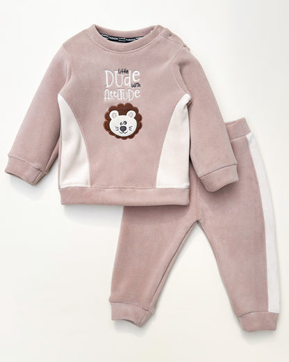 Little Dude Appliqued Soft Textured Co-Ord Set