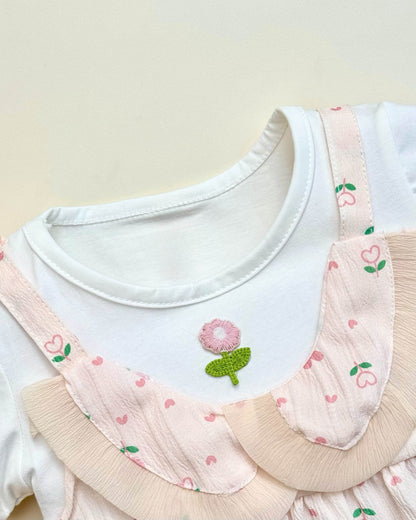Floral Print Embroidered Casual Frock