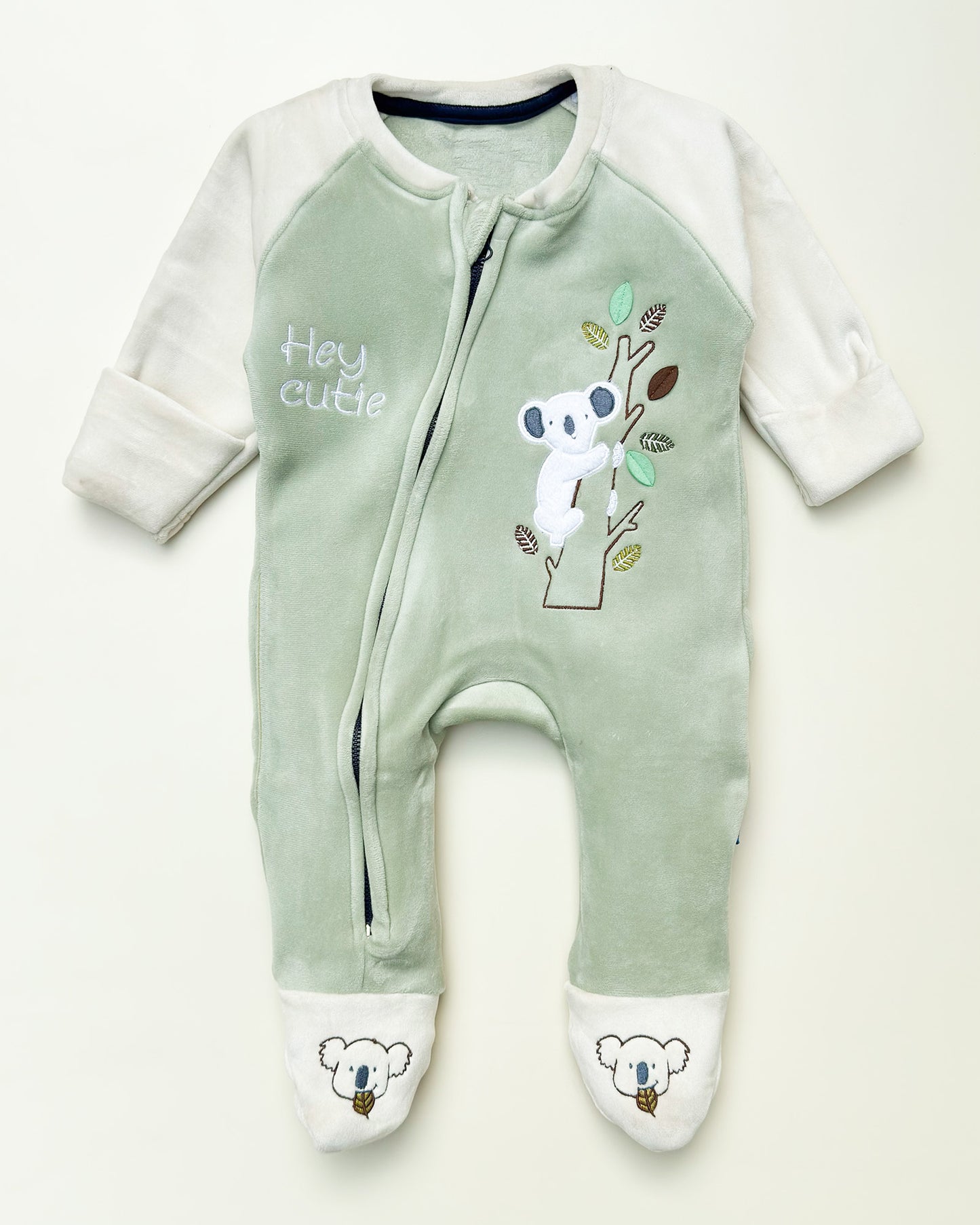 Koala Appliqued Soft Textured Fleeced Romper