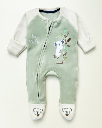 Koala Appliqued Soft Textured Fleeced Romper