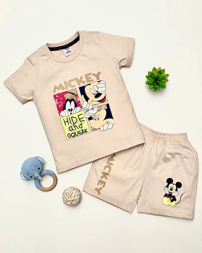 Micky Mouse Printed Shorts T-Shirt Co-Ord Set