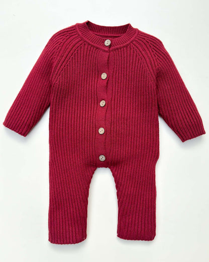 Rib Knit Sweater Romper with Beanie