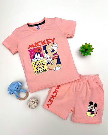 Micky Mouse Printed Shorts T-Shirt Co-Ord Set