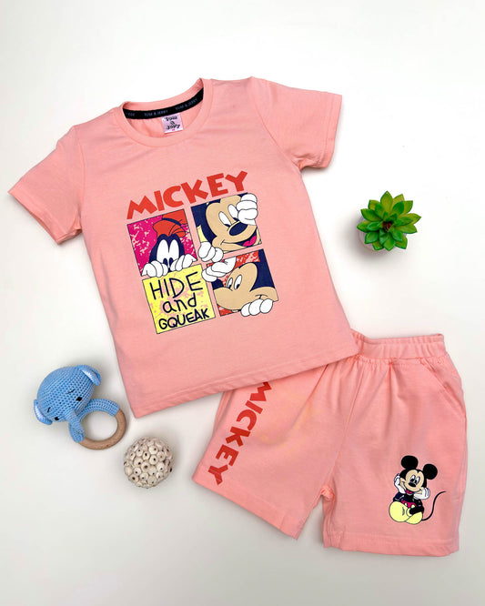 Micky Mouse Printed Shorts T-Shirt Co-Ord Set