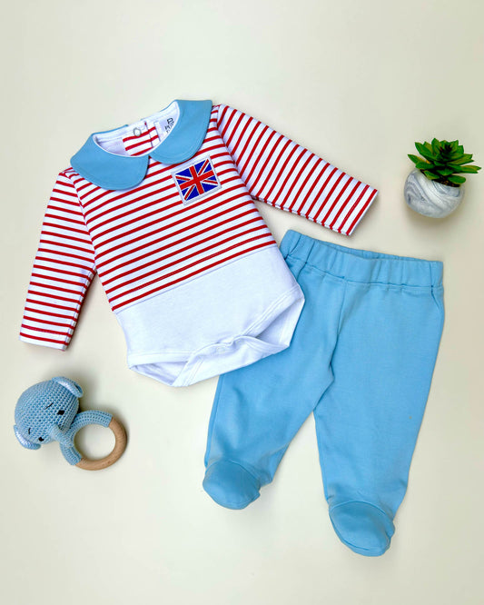 Printed Romper Paired with Knitted Pant