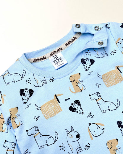 Printed T-Shirt With Denim Dungaree Romper & Applique Embroidery