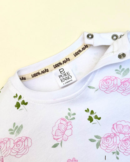 Knitted Printed T-Shirt With Dungaree Applique Embroidery