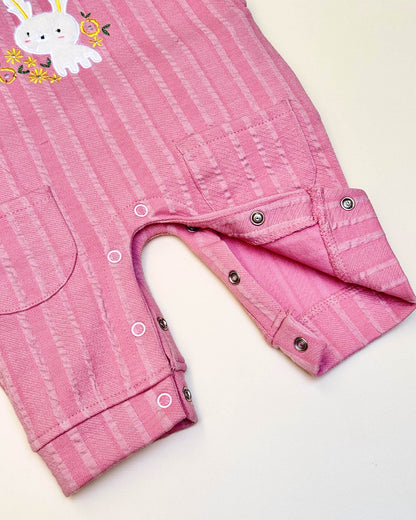 Knitted Printed T-Shirt With Dungaree Applique Embroidery