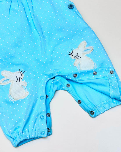 Knitted Printed T-Shirt With Bunny Applique Dungaree Embroidery