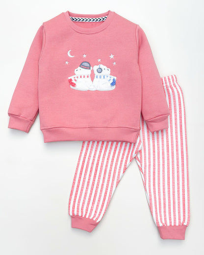 Bear Night Appliques Fleeced Co-ord Set