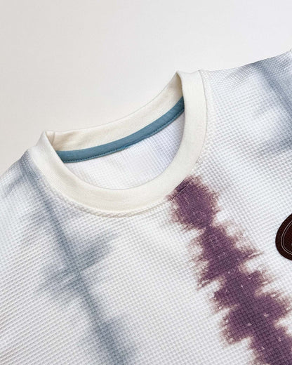 Tie-Dye Striped Check Texture T-Shirt & Shorts Co-ord Set