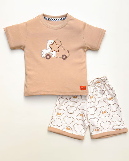 Car Print T-Shirt & Shorts Co-ord Set