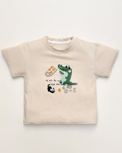 Croco Applique T-Shirt & Shorts Co-Ord Set