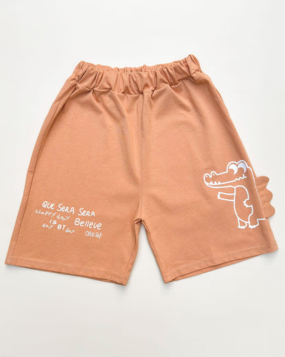 Croco Applique T-Shirt & Shorts Co-Ord Set