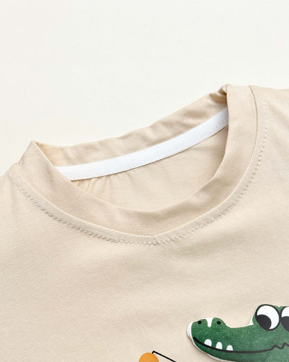 Croco Applique T-Shirt & Shorts Co-Ord Set