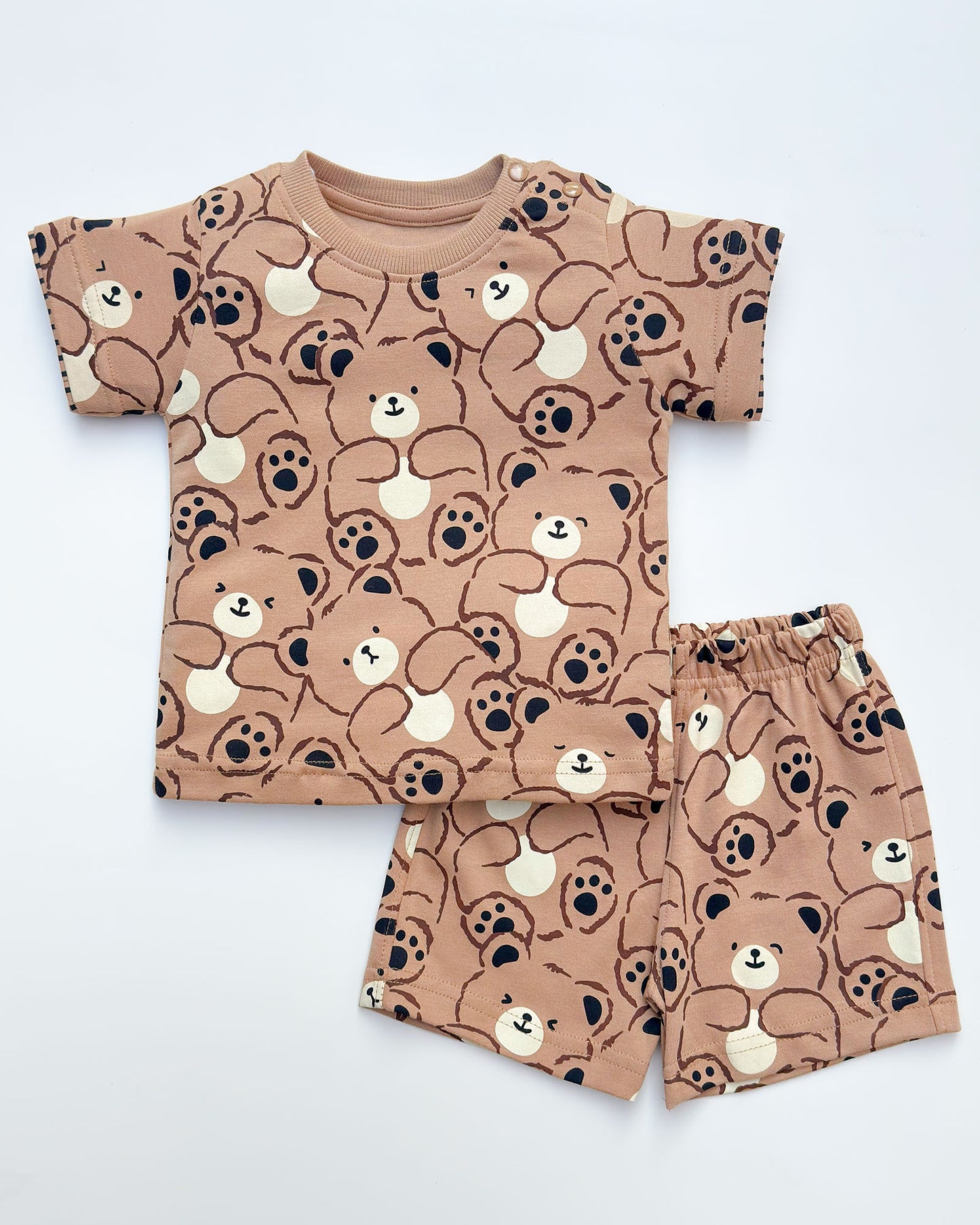 Bear Graffiti Print T-Shirt & Shorts Co-ord Set