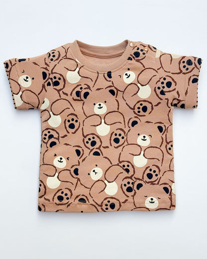 Bear Graffiti Print T-Shirt & Shorts Co-ord Set