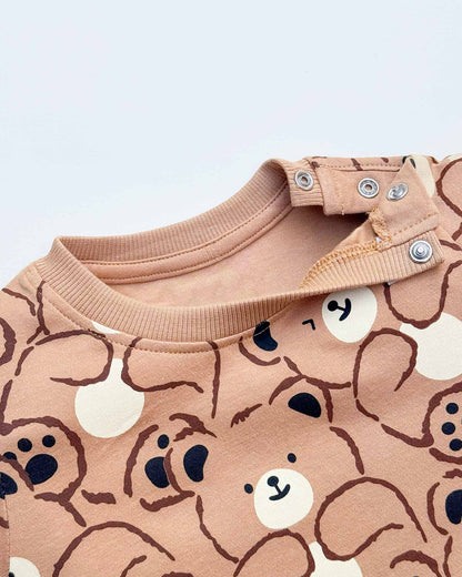 Bear Graffiti Print T-Shirt & Shorts Co-ord Set