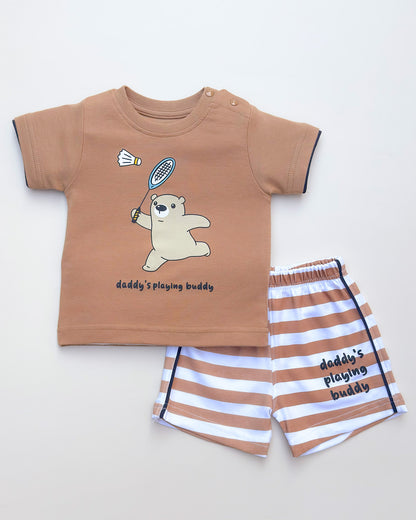 Playing Bear Print T-Shirt & Shorts Co-ord Set