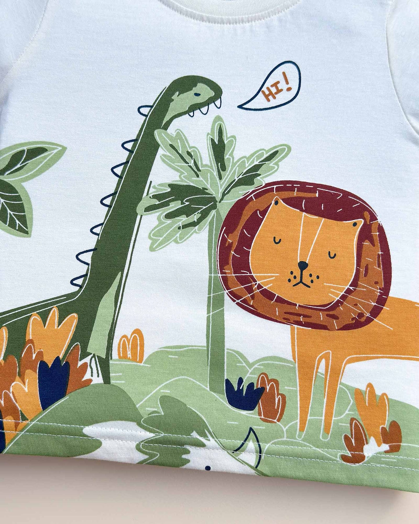 Lion & Dino Safari T-Shirt & Shorts Co-ord Set