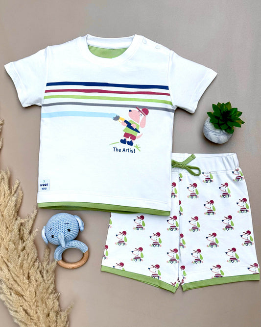 Woof Print T-Shirt & Shorts Co-Ord Set