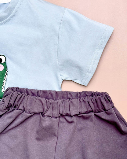 Croco Applique T-Shirt & Shorts Co-Ord Set