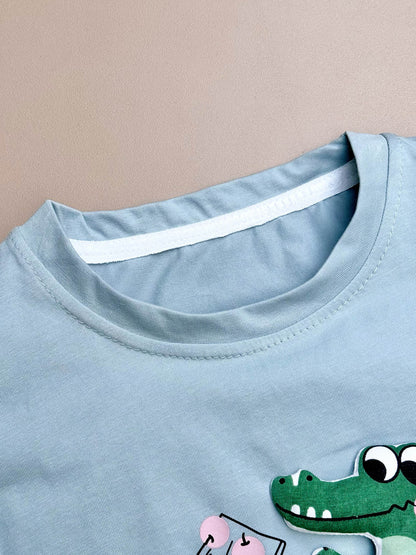 Croco Applique T-Shirt & Shorts Co-Ord Set