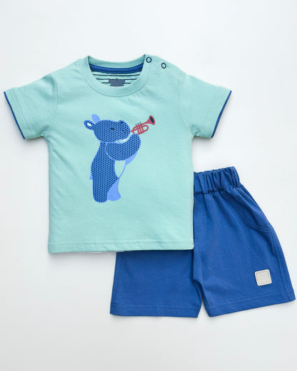 Musical Hippo T-Shirt & Shorts Co-ord Set