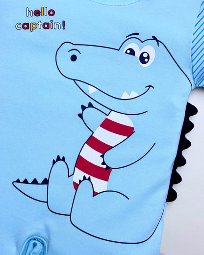 Half Sleeves Baby Croco Printed Romper