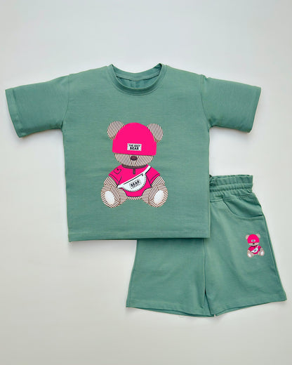 Cool Bear Printed T-Shirt & Shorts Co-ord Set