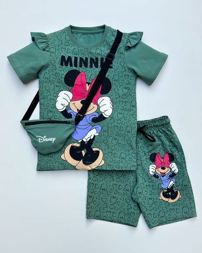 Minnie Mouse Printed T-Shirt & Shorts Co-ord Set