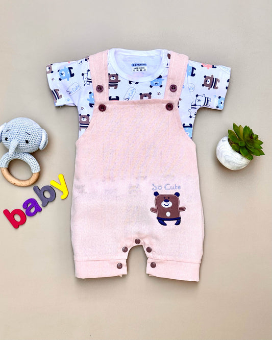 Printed Dungaree Romper 2-Piece Set