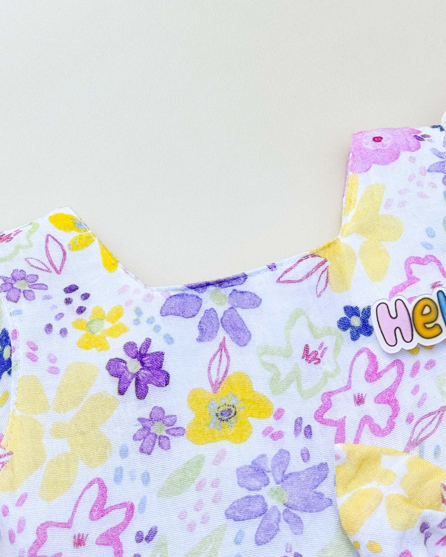Watercolour Flower Print Frock with Bow Detail