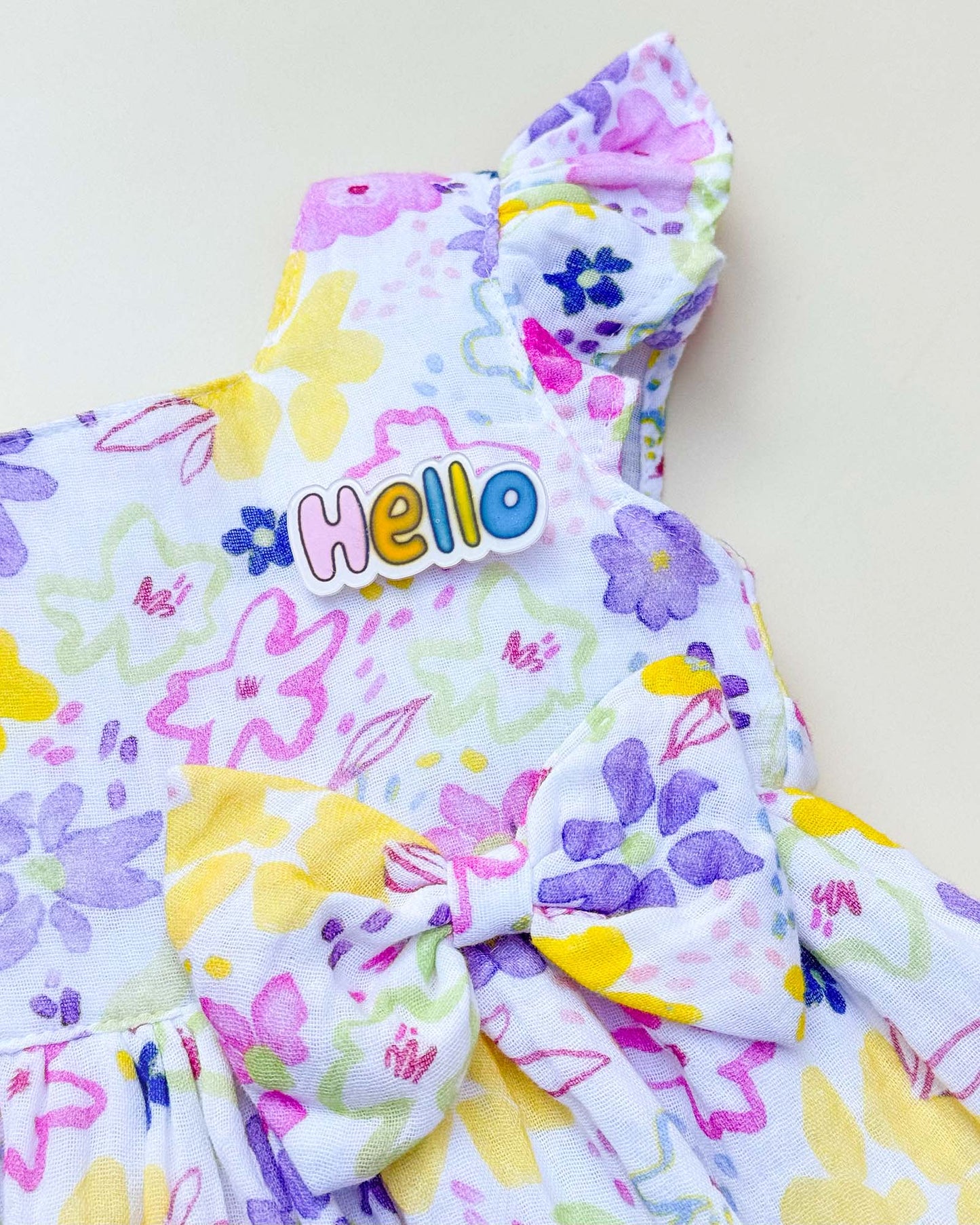 Watercolour Flower Print Frock with Bow Detail