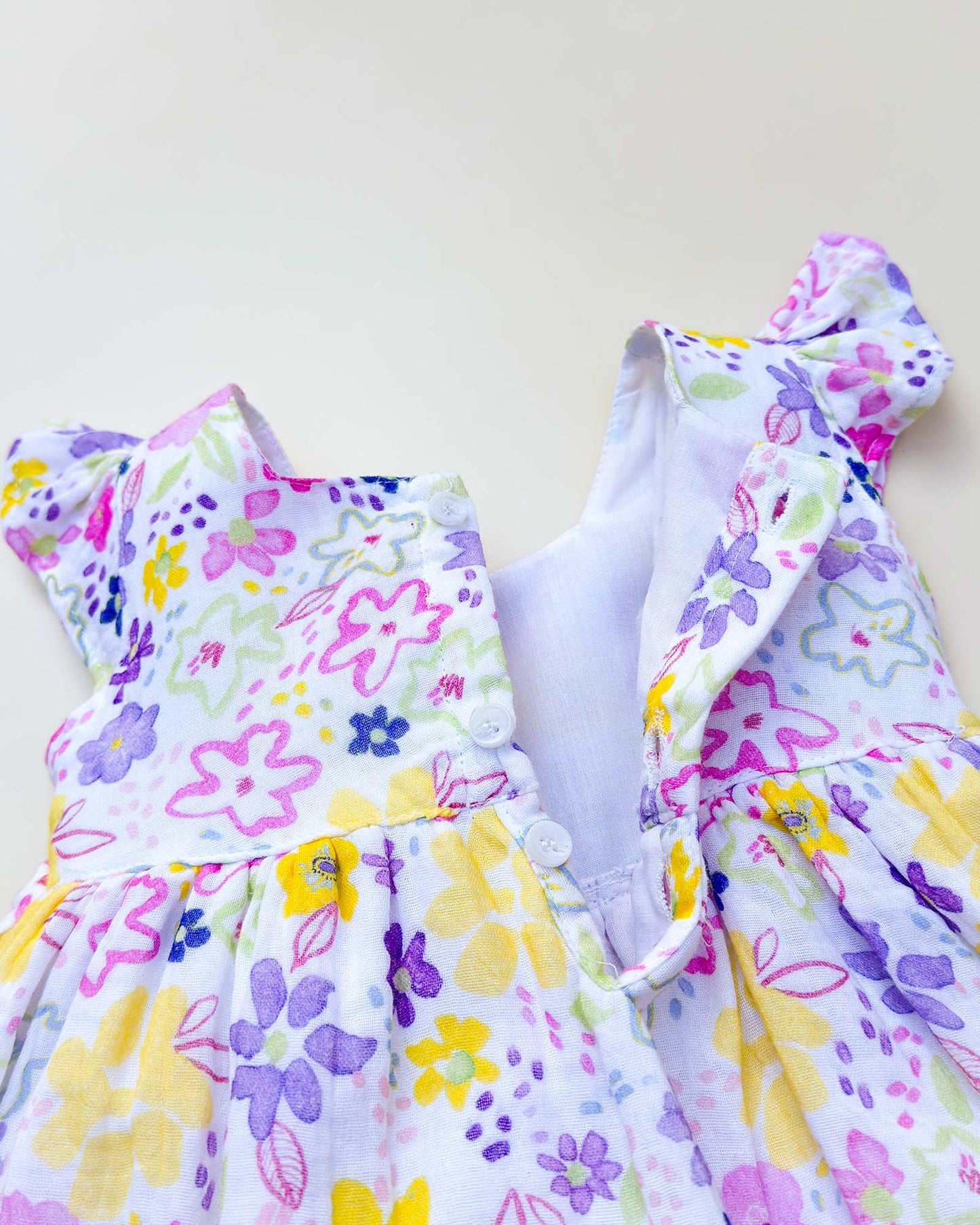 Watercolour Flower Print Frock with Bow Detail