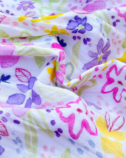 Watercolour Flower Print Frock with Bow Detail