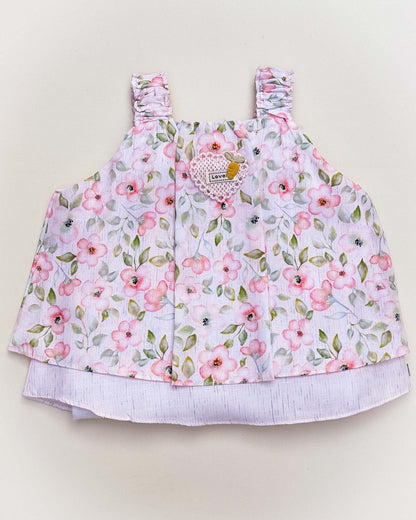 Floral Printed Cotton Top with Shorts